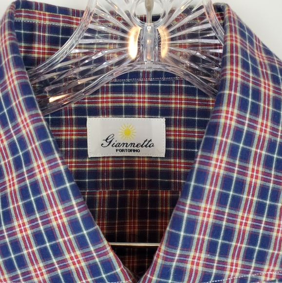 NWT GIANNETTO PORTOFINO | PLAOD DRESS BUTTON SHIRT - Picture 3 of 8